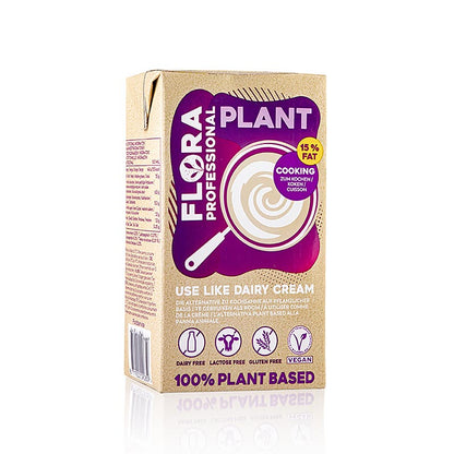 Flora Professional Plant matlagningskräm, vegansk gräddeersättning, 15 % fett, 1 l