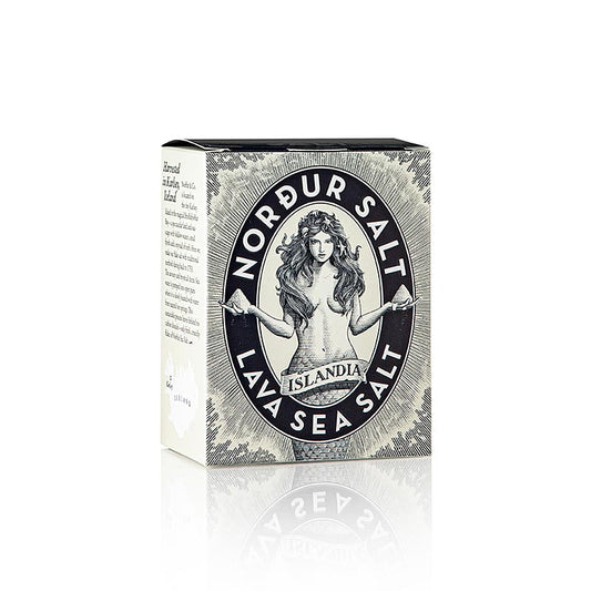 NORDUR isländska saltflingor, LAVA (svart salt med kol), dekorationssalt, 100 g