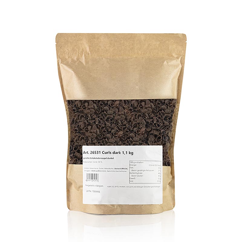 Karl Zieres Chokladspån Blomma Mörk (Curls Dark), 1,1 kg