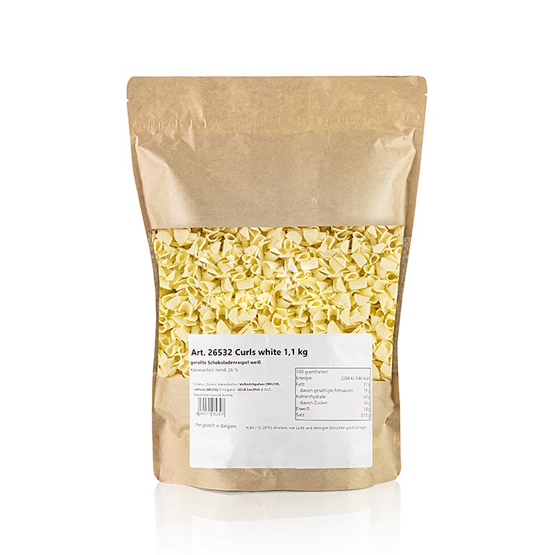 Karl Zieres Chokladspån, blommor, vit (Curls white), 1,1 kg