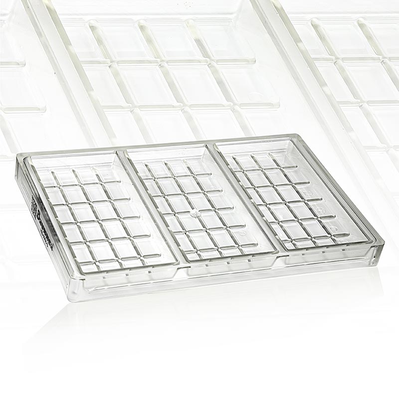 Chokladform "Tafel", 161x78x15 mm, 3-delad, för ca 200 g, Brunner, 1 st