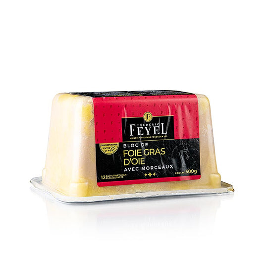Gåsleverblock, Foie Gras, med bitar, Feyel, 500 g