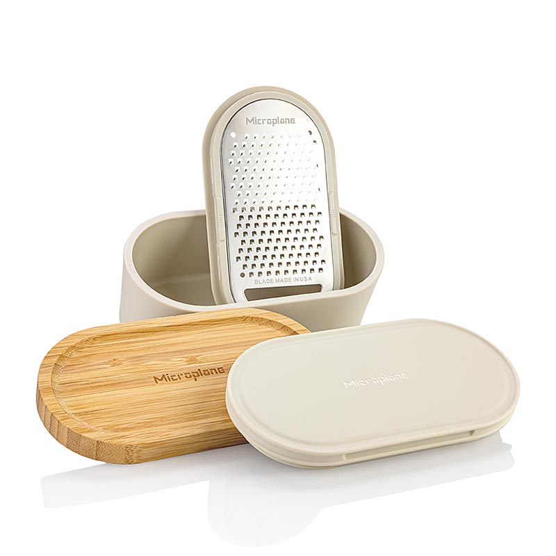 Microplane grov rivjärn, med behållare "Kashmir vit + bambu" (34300), 1 st