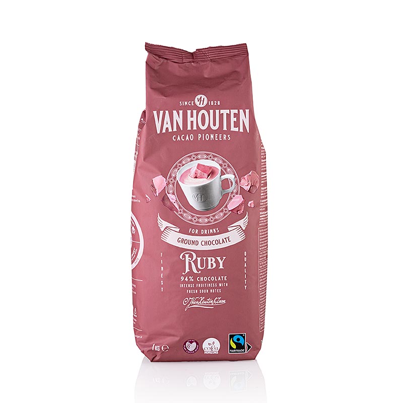 Van Houten Ground Ruby Chocolate, pulver för varm choklad, 1 kg