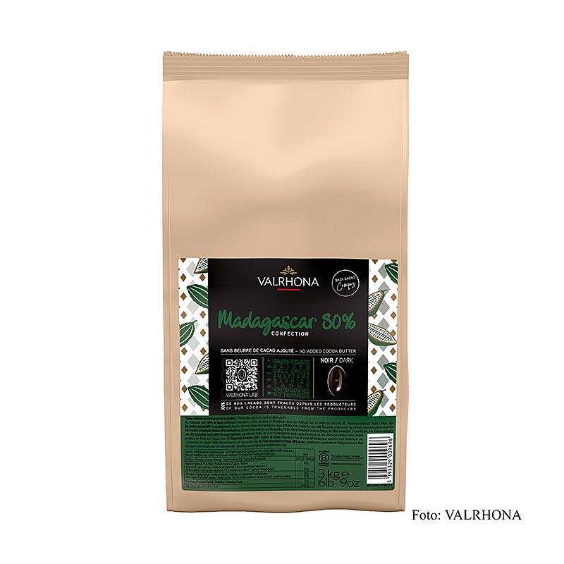 Valrhona Compoz choklad – kakaobas Madagaskar 80 %, callets, 3 kg
