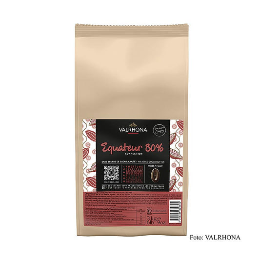 Valrhona Compoz choklad – kakaobas Ecuador 80 %, callets, 3 kg