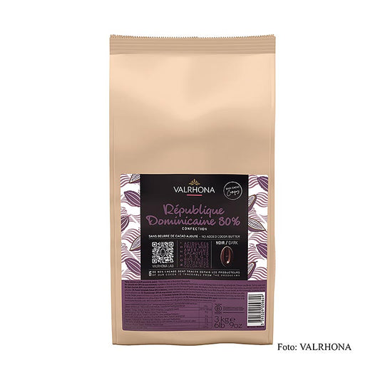 Valrhona Compoz choklad – kakaobas Dominikanska republiken, 80 %, callets, 3 kg