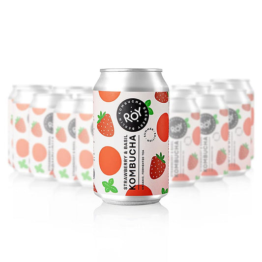 ROY Jordgubbs- och basilika-kombucha Berlin (sommarutgåva), ekologisk, 7,92 l
