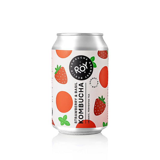 ROY Jordgubbs- och basilikumkombucha Berlin (sommarutgåva), ekologisk, 330 ml
