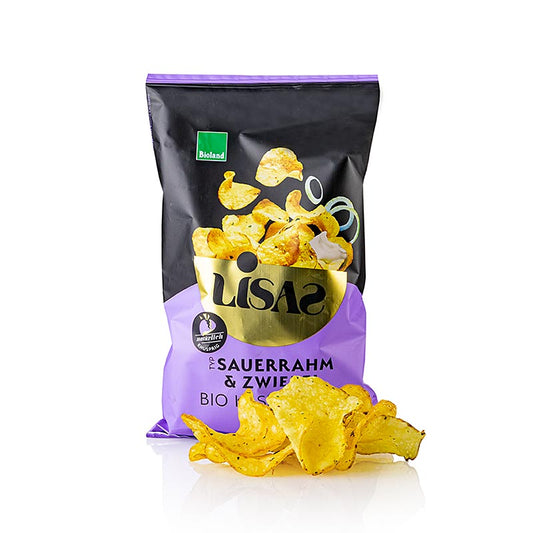 Lisa´s Chips – gräddfil och vårlök (potatischips), ekologisk, 115 g