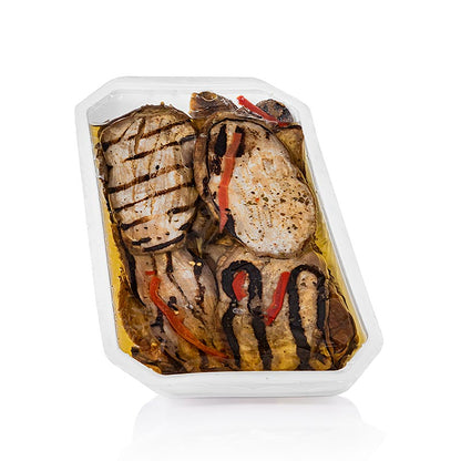 Inlagda auberginer, grillade, i solrosolja, 1 kg