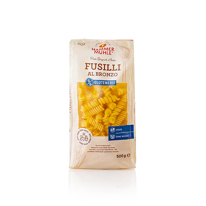 Pasta, fusilli av majs och ris, glutenfri, Hammermühle, 500 g