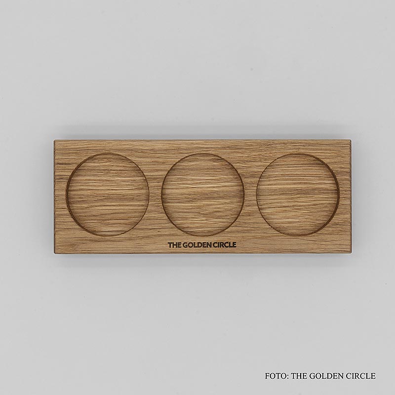 THE GOLDEN CIRCLE – Kryddbricka för 3 kryddor, 225x85x25 mm, tysk ek, 1 st