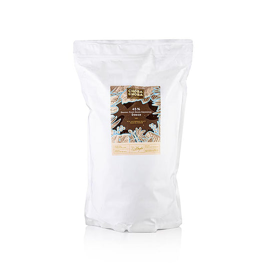 Doriza, vegansk choklad, 45 % kakao, med havre, callets, Choba Choba, ekologisk, 3 kg