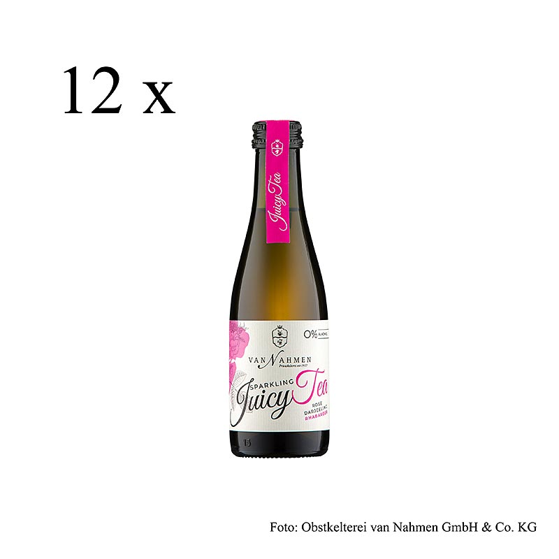 van Nahmen - Sparkling Juicy Tea - Rose - Darjeeling-te - Rabarber, ekologisk, 2,4 l, 12 x 200ml