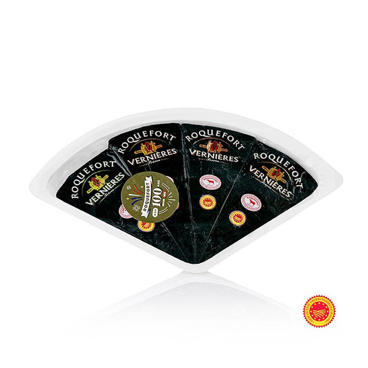 Roquefort AOP Vernières, blåmögelost, portionsstorlek, 100 g, 4 x 25 g