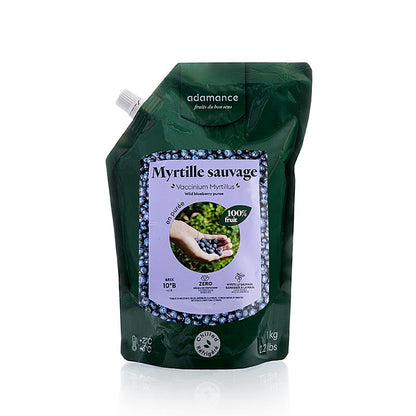 Adamance blåbärspuré, osötad, pastöriserad, 1 kg