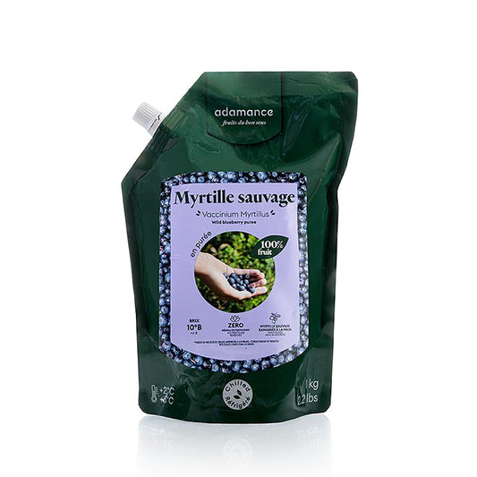 Adamance blåbärspuré, osötad, pastöriserad, 1 kg